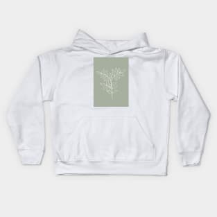 Sage Green, Plant Line Art Illustration Kids Hoodie